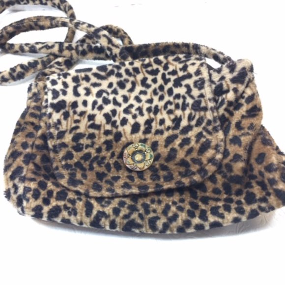 Vintage Chetah Print Soft Fabric Crossbody Bag Handmade - Picture 6 of 9